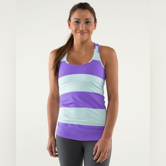 lululemon athletica Tops - Lululemon Cool Racerback A Bold Stripe Power Purple Size 6-8
